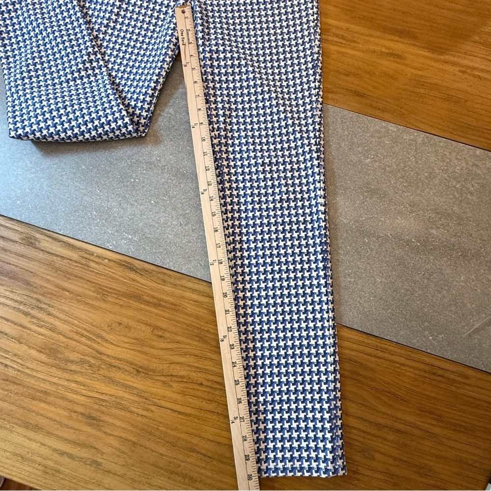 J.McLaughlin Lexi Navy Blue Midi Quotation Houndstooth Slim Pants Size 6 - Picture 10 of 12